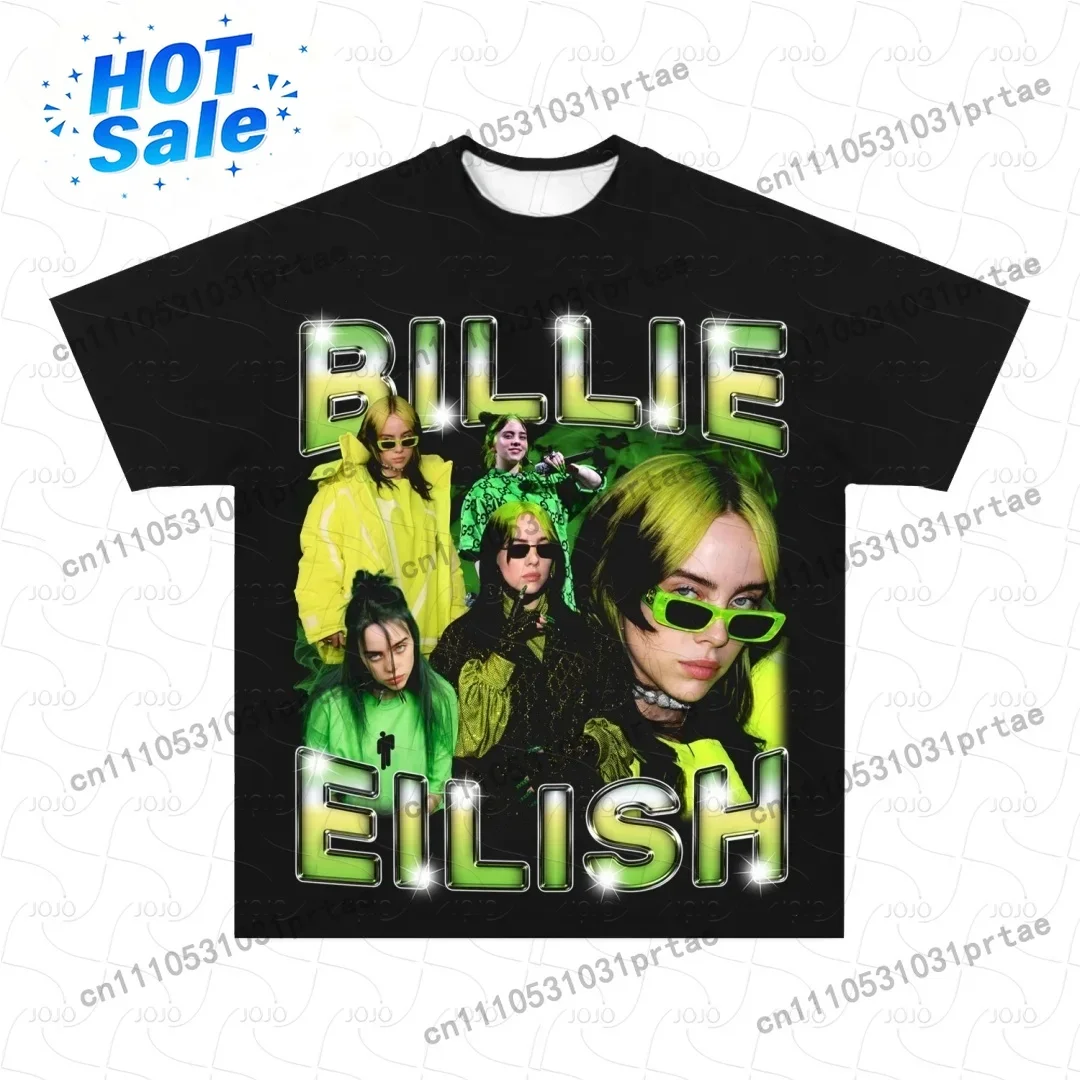 Mens Fashion Summer 2025 - T-shirt à motif rétro Billie Eilish,