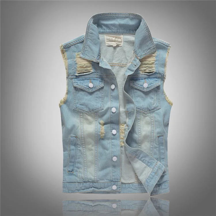 Men'S Fashion Vest With Jeans - Printemps automne nouvelle mode hommes lavé