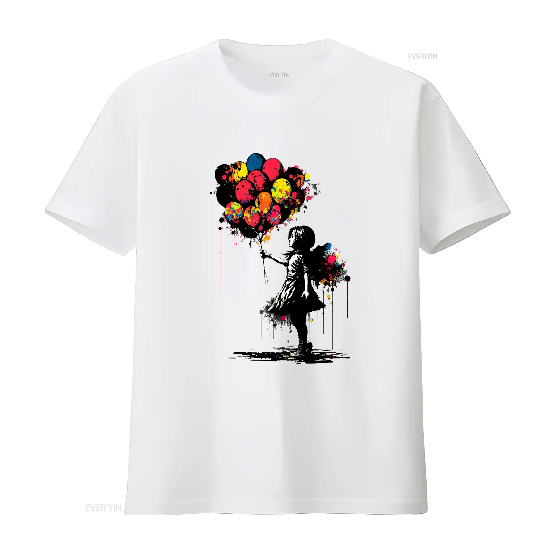 Men'S Fashion Aesthetics - T-shirt Banksy Peace Balloon Girl, imprimé