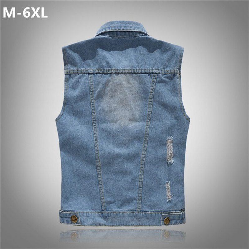 Men'S Fashion Vest With Jeans - Gilet en jean déchiré pour hommes,