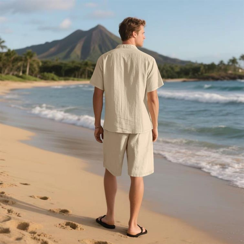 Linen Shirt Summer - Ensemble de shorts d'été haut de