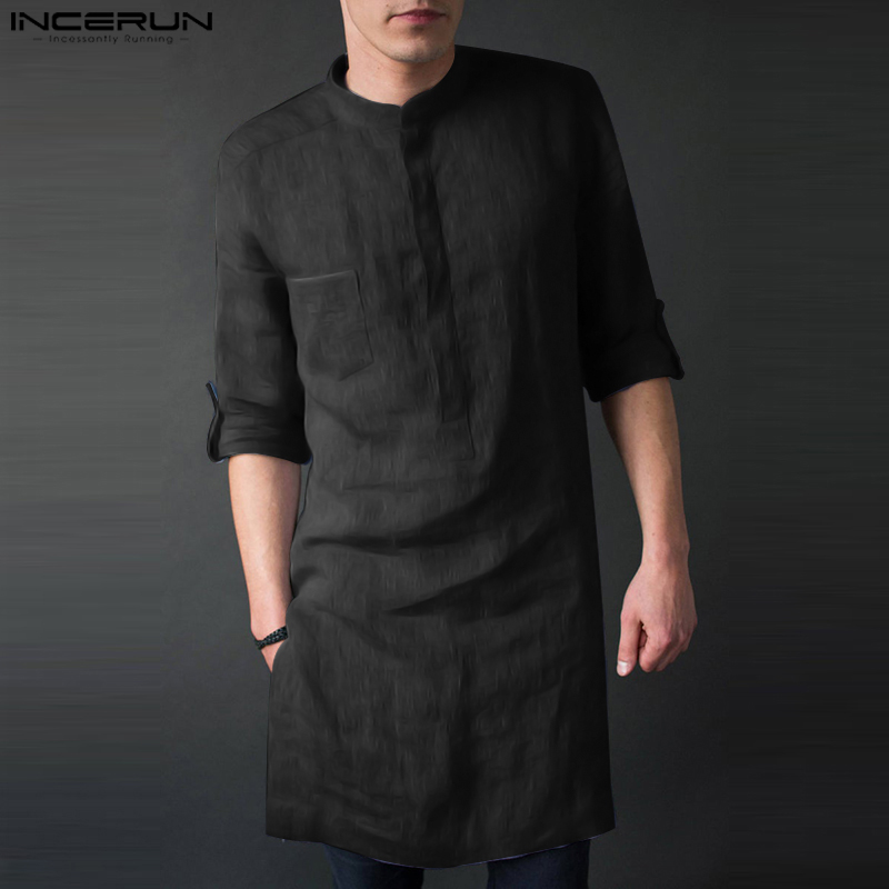 Men'S Fashion Kurta - INCERUN hommes à manches longues Midi