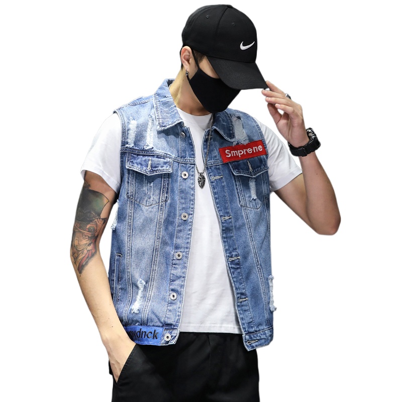 Men'S Fashion Vest With Jeans - Nouvelle mode hommes bleu Denim gilets