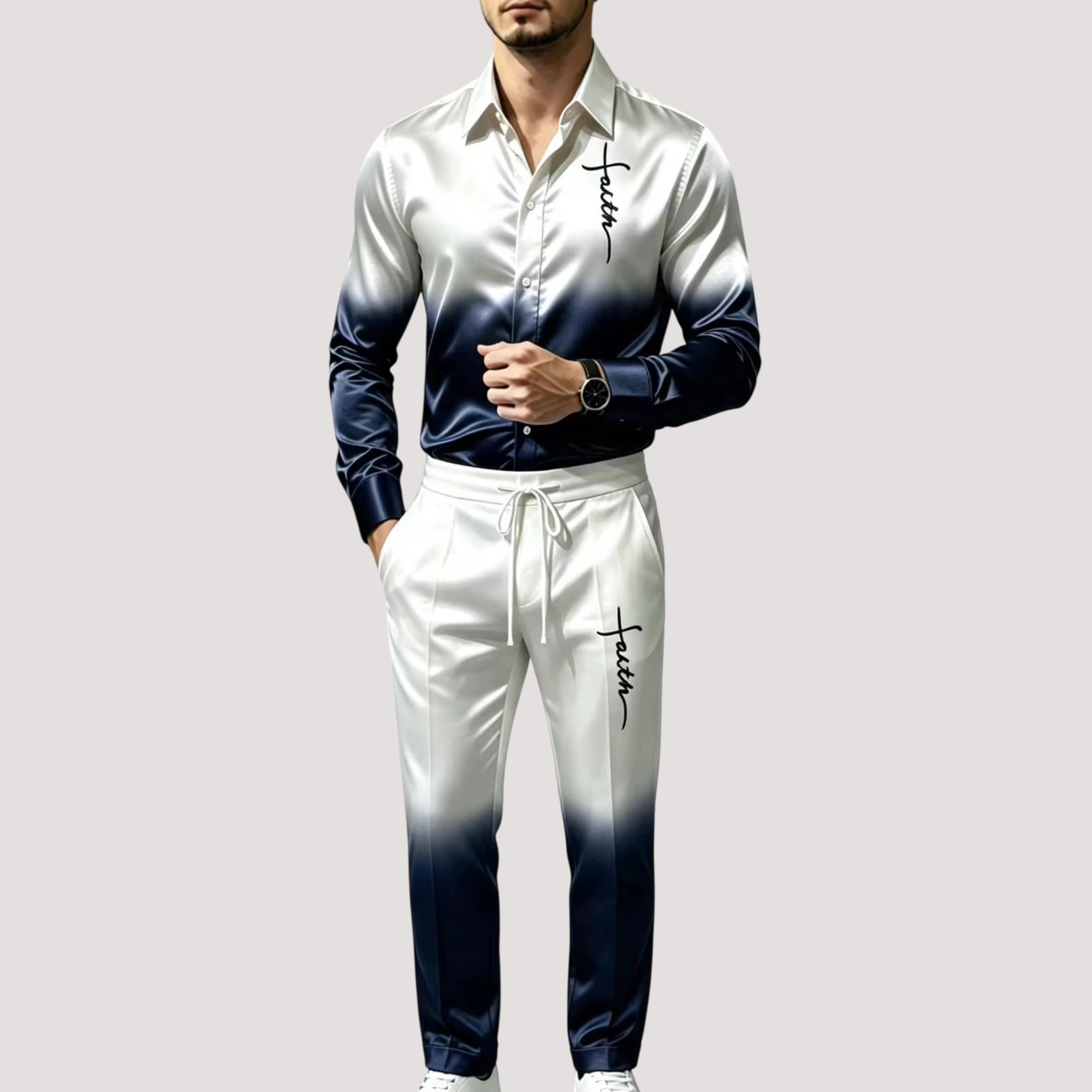 Quality Men'S Fashion - Ensemble de survêtement en satin de
