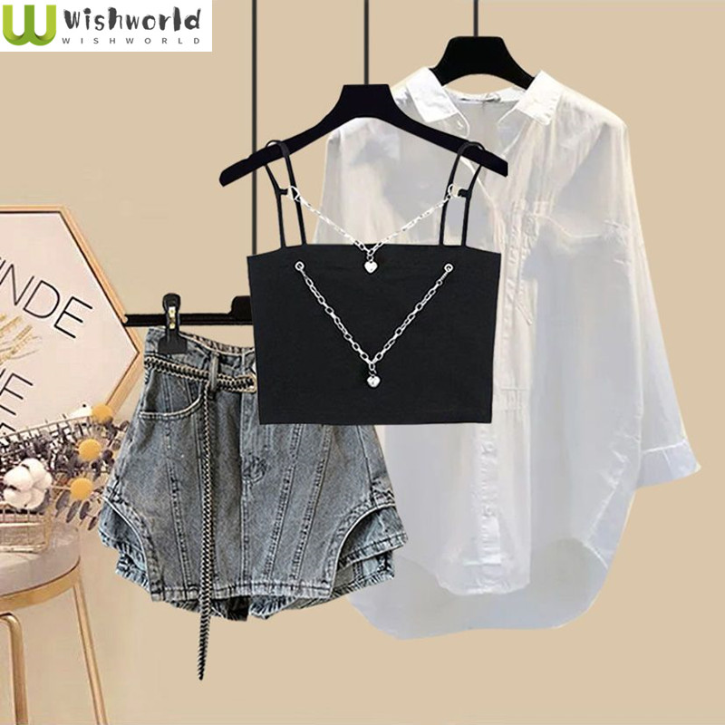 Jeans Shirt Fashion For Men - Ensemble trois pièces pour femmes, nouvelle