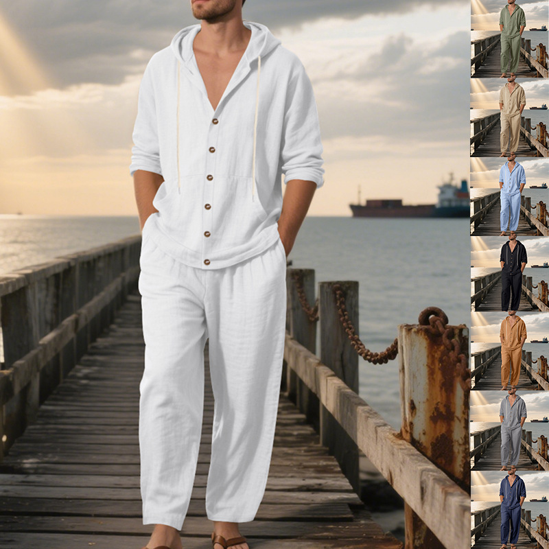 Linen Shirt Summer - Ensemble décontracté 2 pièces pour homme