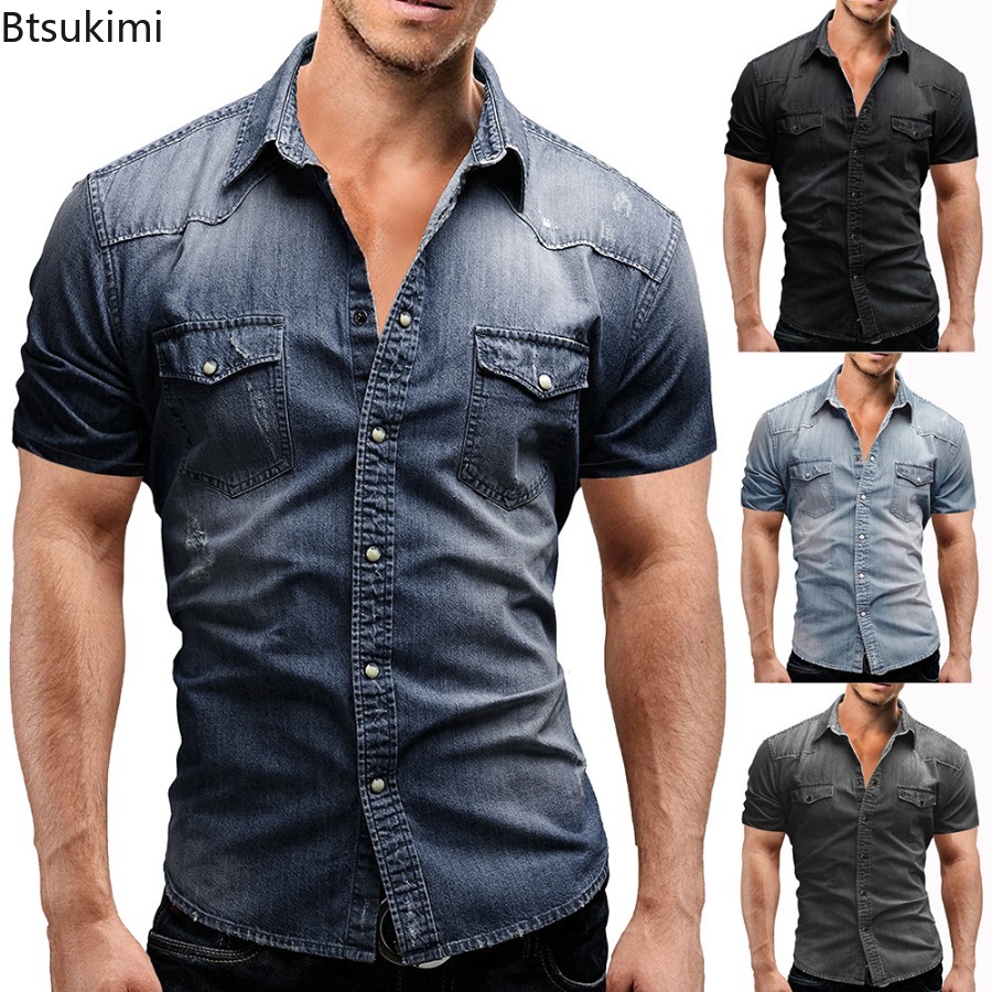 Jeans Shirt Fashion For Men - Nouvelles Chemises en Jean Élastiques Slim