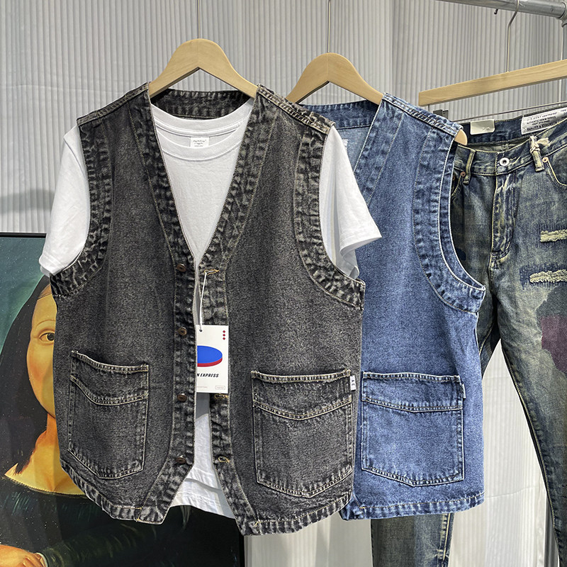 Hommes japonais Streetwear Cit - Men'S Fashion Vest With Jeans avis et prix