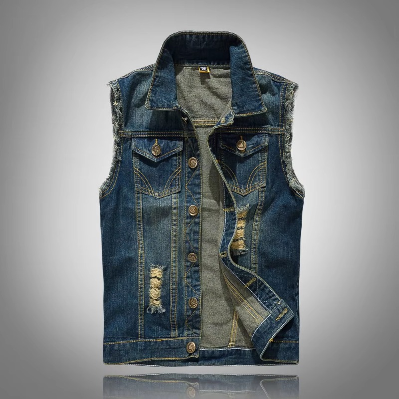 Gilet Slim en Denim Bleu pour  - Men'S Fashion Vest With Jeans avis et prix