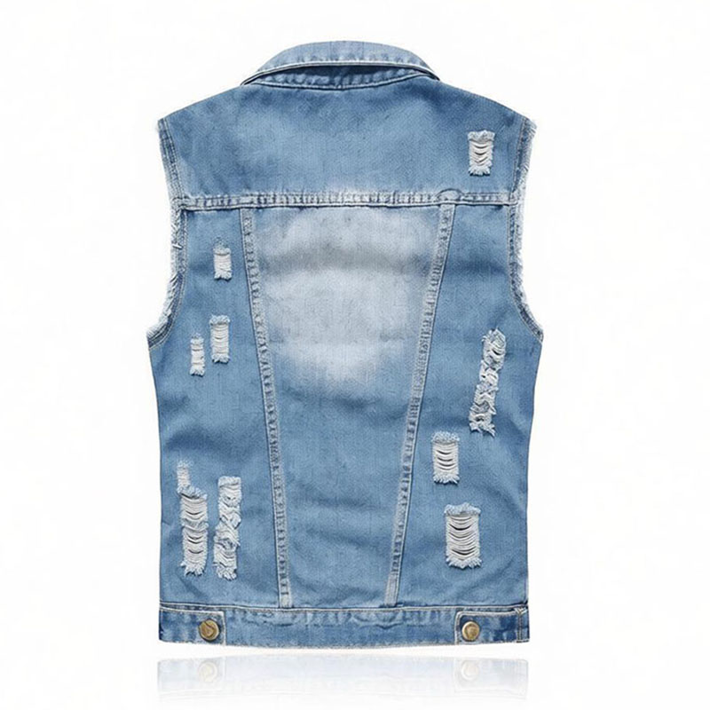Gilet en jean déchiré sans man - Men'S Fashion Vest With Jeans avis et prix