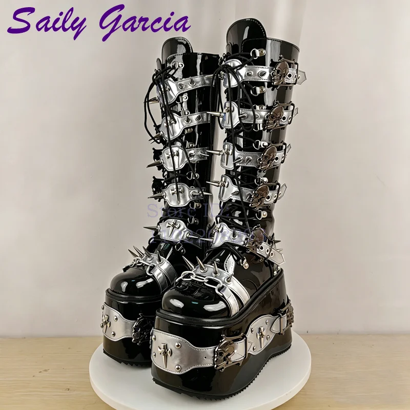 Bottes hautes punk à rivets tê - Leather Belt Braided avis et prix