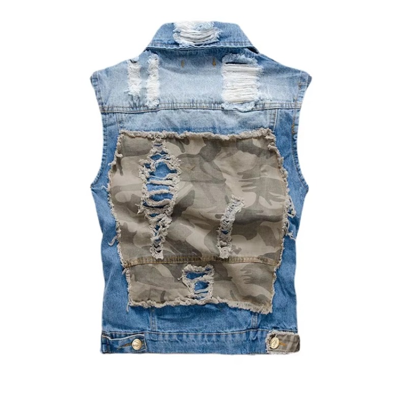 Gilets en denim bleu Slim pour - Men'S Fashion Vest With Jeans avis et prix