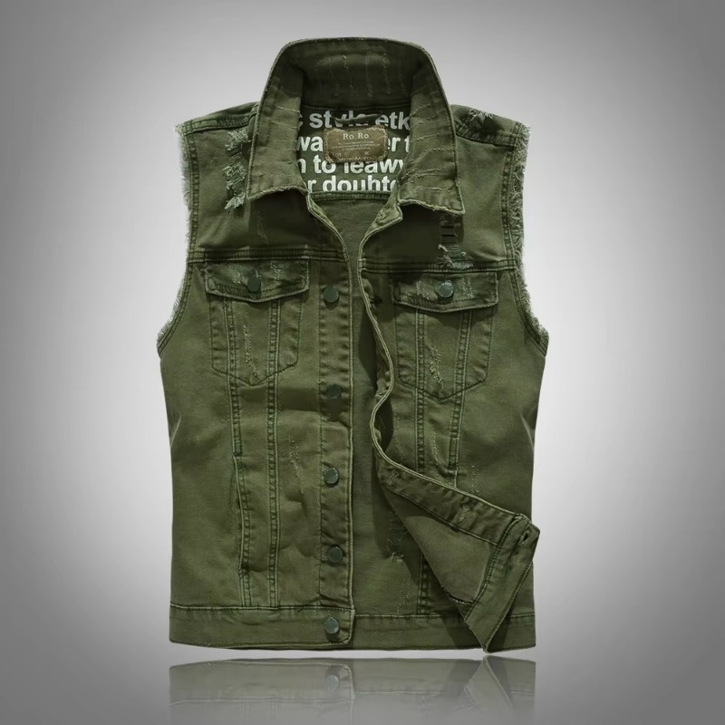 Gilets en denim bleu Slim pour - Men'S Fashion Vest With Jeans avis et prix