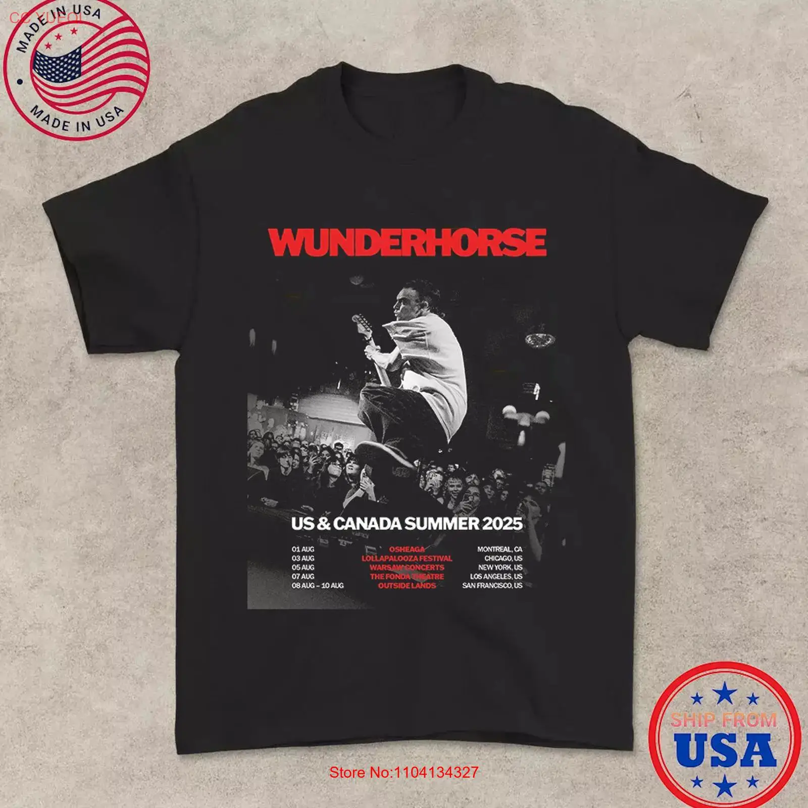 T-shirt Wunderhorse 2025 Tour  - Mens Fashion Summer 2025 avis et prix