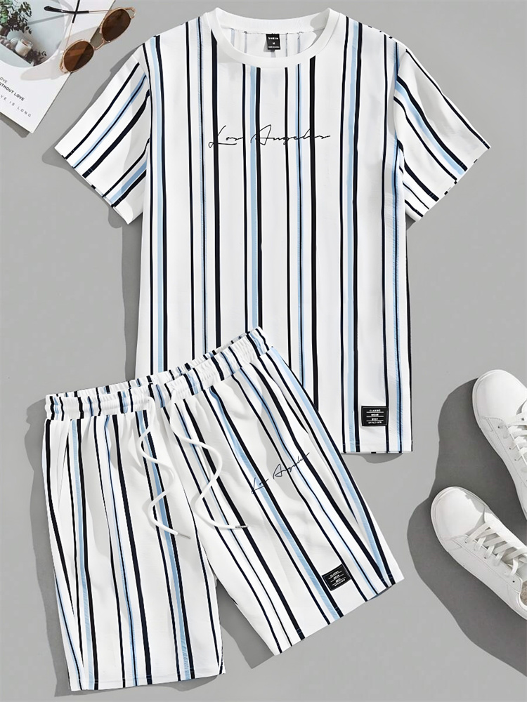 Ensemble d'été imprimé à rayur - Jeans Shirt Fashion For Men avis et prix