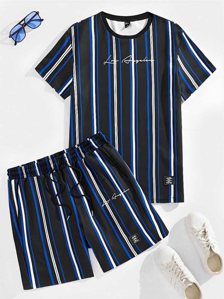 Ensemble d'été imprimé à rayur - Jeans Shirt Fashion For Men avis et prix