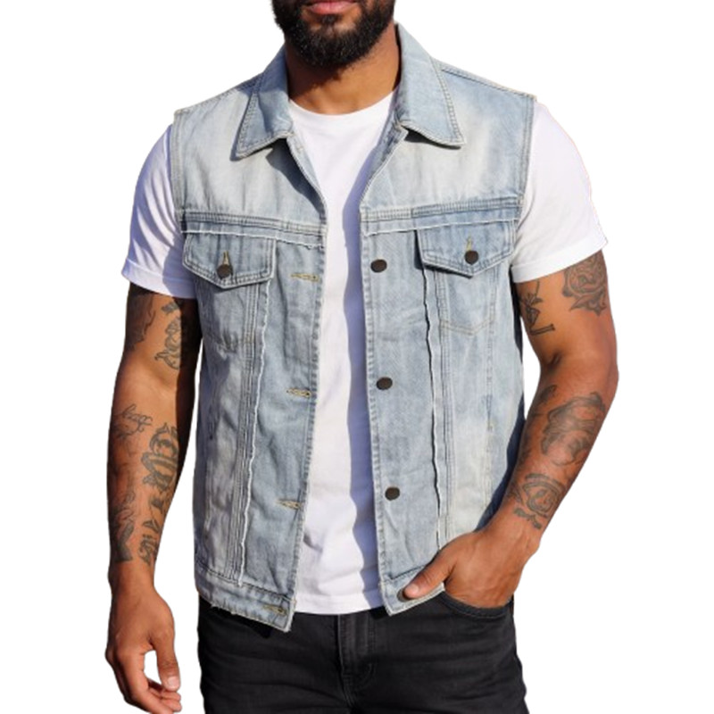 Gilets en jean pour hommes Pri - Men'S Fashion Vest With Jeans avis et prix