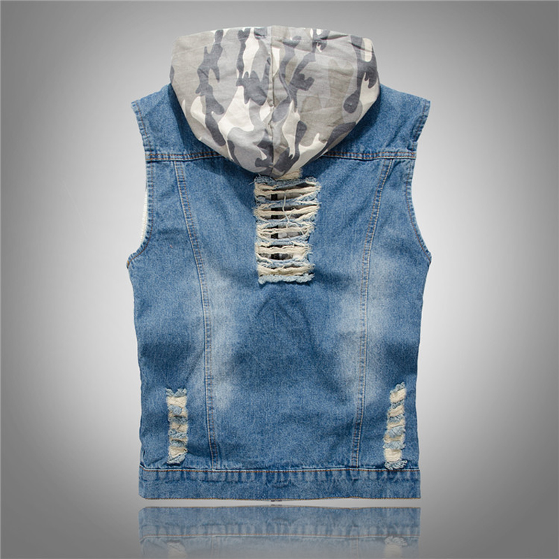 Gilet en jean camouflage à cap - Men'S Fashion Vest With Jeans avis et prix